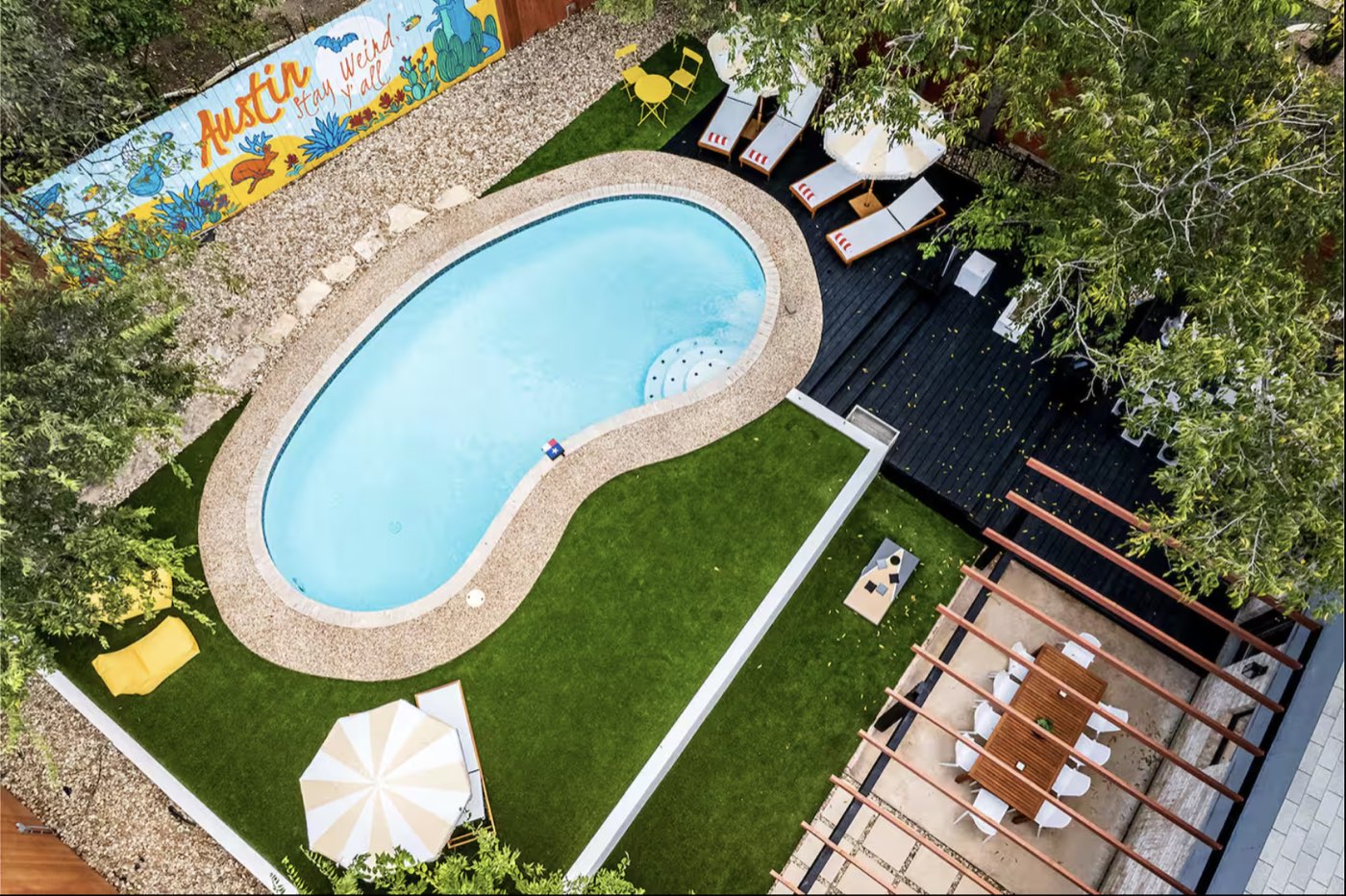 Backyard pool of a short-term rental in Austin, Texas